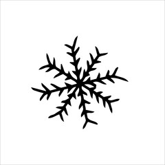 Hand drawn vector snowflake. Sketch style icons. Simple snowflake in doodle style. Illustration for decoration.