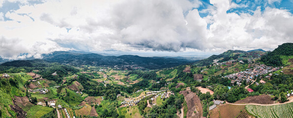 Drone panorama over the hill in north of Thailand
