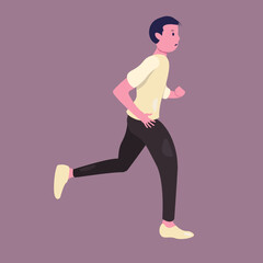 Running person with yellow shirt