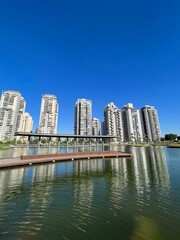 city skyline with reflection