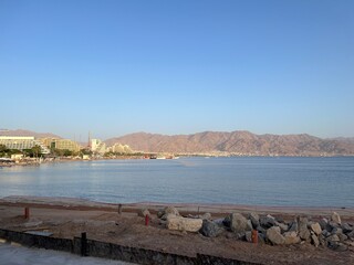 view of the sea and the city