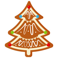 Christmas gingerbread, winter holiday food. Vector graphics 