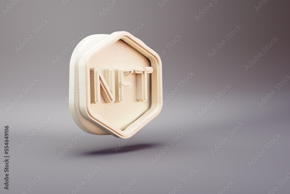Leinwandbilder Beautiful illustrations abstract NFT Collection symbol icon on a bright background. 3d rendering illustration. Background pattern for design.