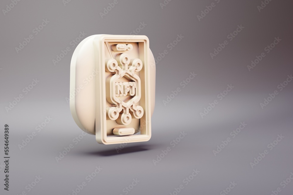 Fototapete beautiful illustrations abstract nft smartphone symbol icon on a bright background. 3d rendering ill