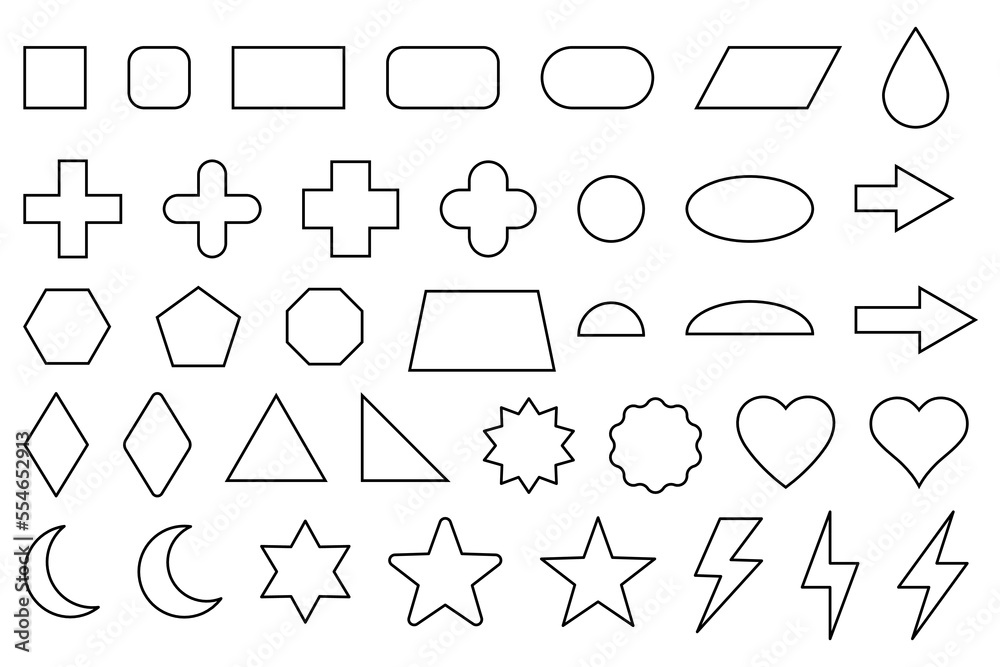 Wall mural basic shape outline set. simple geometry shapes set. geometric primitives icons. editable stroke.