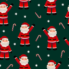Seamless Repeat Hand Drawn Look Digital Christmas Xmas Traditional Holiday Pattern Santa Claus