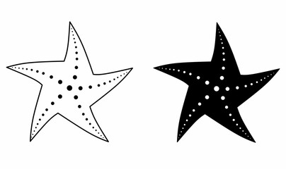 outline silhouette starfish icon set isolated on white background