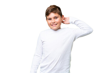 Fototapeta premium Little caucasian kid over isolated chroma key background laughing