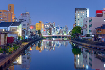 Fototapeta na wymiar Wakayama City, Japan cityscape on the Waka River