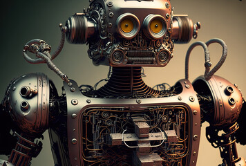 Artificial intelligence (AI) robots are used in 40s technology. Generative AI