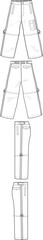 MEN AND BOYS BOTTOM WEAR CARGO PANT FRONT BACK AND BOTH SIDES VIEW FLAT DESIGN VECTOR