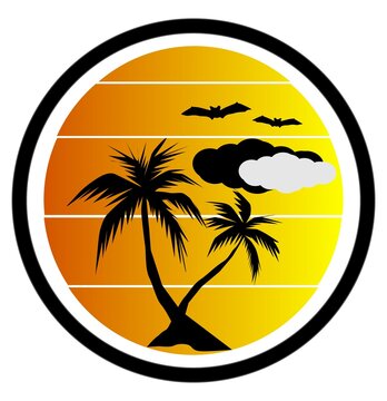 The illustrations and clipart. tropical island with palm