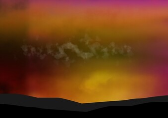 The illustrations and clipart. Sunset in the mountains.