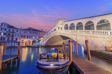 Venice, Italy at the Rialto Bridge over the Grand Canal