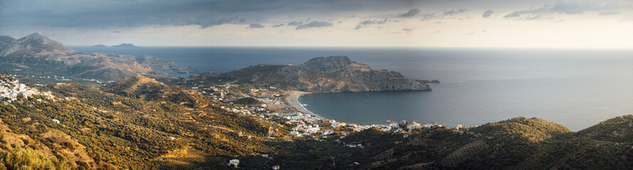 Fototapeta na wymiar Mediterranean Sea And Rocky Coast Of Crete, Greece