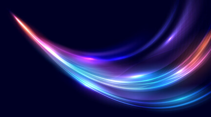 Modern abstract light trails at high speed movement. Colorful dynamic motion background. Movement futuristic technology pattern. Vector EPS10.