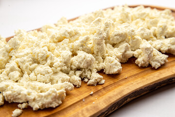 Ricotta cheese on the board