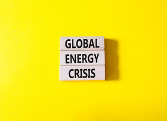Global Energy Crisis symbol. Wooden blocks with words Global Energy Crisis. Beautiful white background. Business and Global Energy Crisis concept. Copy space.