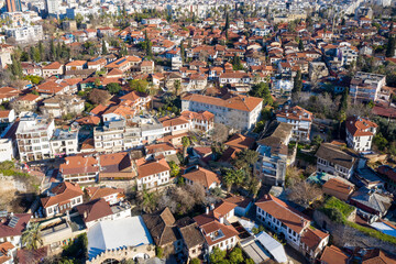Fototapeta na wymiar Aerial view of Antalya Old Town (Kaleichi) on sunny day, Turkey.