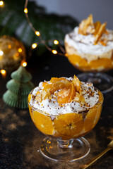 Christmas trifle with orange and cream