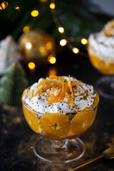 Christmas trifle with orange and cream