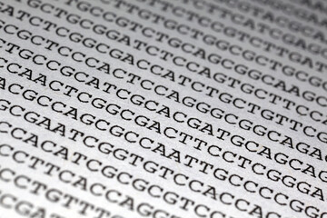 Printed DNA sequence - genomic data - obrazy, fototapety, plakaty