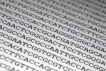 Fotobehang Printed DNA sequence - genomic data © Collpicto