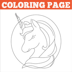 Cute Unicorn Coloring Page For Kids