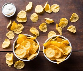 potato chips on wooden table