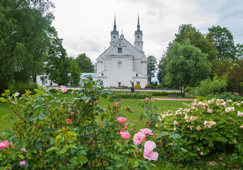 Fototapeta na wymiar Varaklani Roman Catholic Church Garden , Latvia.