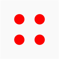 4 red dots to make a square. 4 red dots icon.