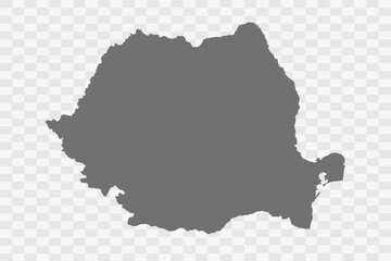 Romania Map grey Color on White no demarcation line Background  Png
