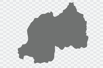 Rwanda Map grey Color on White no demarcation line Background  Png