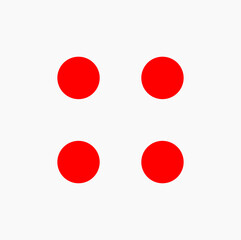 4 red dots to make a square. 4 red dots icon.