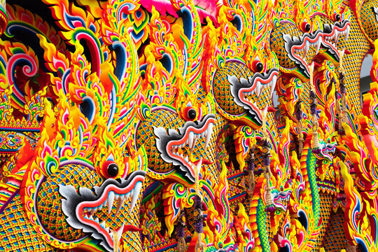 The Annual Orange parade festival or Chak Phra Festival which took place at Southern Thailand on autumn, it is a beautiful decorated boat contest according to Buddhist beliefs.thai pattern.