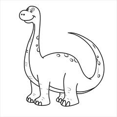 a brontosaur for coloring book in vector illustration