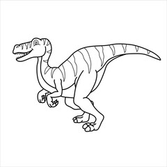 a velociraptor in cartoon for coloring book in vector illustration