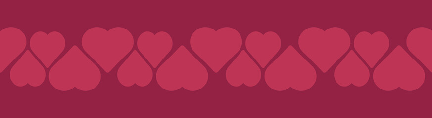 Magenta hearts seamless ribbon vector illustration