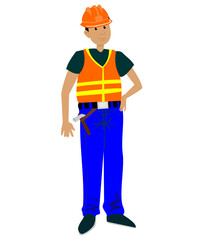 Vector illustration of a male builder worker, art, drawing, people.