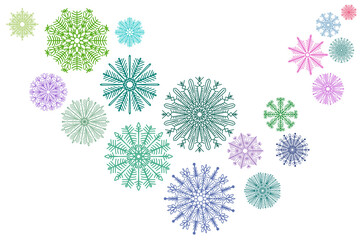 Snowflake images to decorate during the celebration. and use a variety of colors.