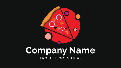 Delicious Meat Feast Pizza Minimalist Style Traditional Asian Food Vector Illustration Logo Design Templ