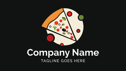 Delicious Margherita Pizza Minimalist Style Traditional Asian Food Vector Illustration Logo Design Templ