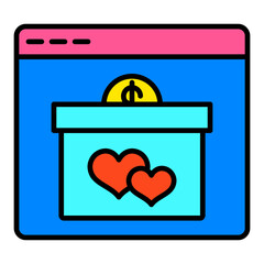 Online Donation Filled Line Icon