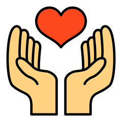 Hand With Heart Filled Line Icon