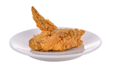 Fried chicken in a plate on transparent png