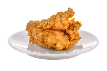 Fried chicken in plate on transparent png