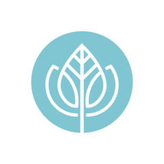leaf, flower, circle logo vector design