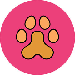 Paw Print Multicolor Circle Filled Line Icon