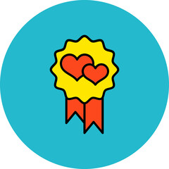 Ribbon Badge Multicolor Circle Filled Line Icon