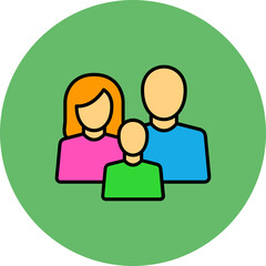 Family Multicolor Circle Filled Line Icon